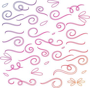 Swirl ornament stroke. Ornamental curls, swirls divider and filigree ornaments vector illustration set
