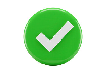 Fototapete - A green circle with a white check mark symbolizes a positive confirmation and successful completion isolated on transparent background