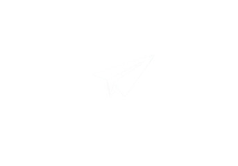 Poster - A simple white paper airplane soars against a clean background, representing travel and sending messages isolated on transparent background
