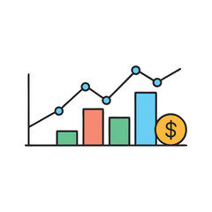 Poster - A line graph showing upward growth with a coin