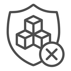 Fototapete - Database safety emblem with deny cross line icon, data hoarding concept. Vector graphics. Secure data access forbidden sign on white background, outline style icon for mobile or web design.