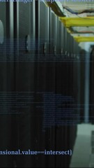 Poster - Animation of digital data processing and circuit board over computer servers