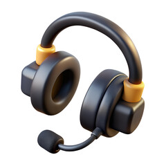 Poster - 3D Black Headset With Mic Icon