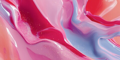 Poster - Colorful abstract texture with smooth swirls in shades of pink and blue creates a vibrant visual experience