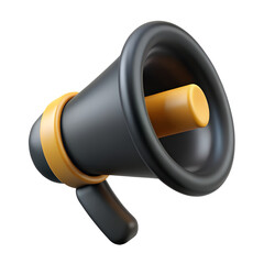 Poster - 3D Black Megaphone With Sound Waves Icon