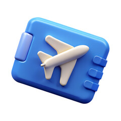 Poster - 3D Blue Airplane Ticket Icon