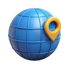 Poster - 3D Blue Globe With Location Pin Icon