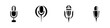 © AI04 - Silhouette pictogram icons set depicting various microphone designs for audio and music-related activities