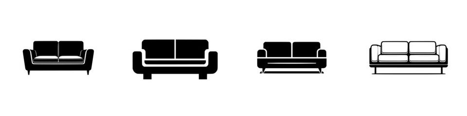 Poster - Silhouette pictogram icons of various couch designs for home and interior decoration inspiration