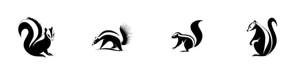 Poster - Silhouette pictogram set featuring various animals in a minimalistic style