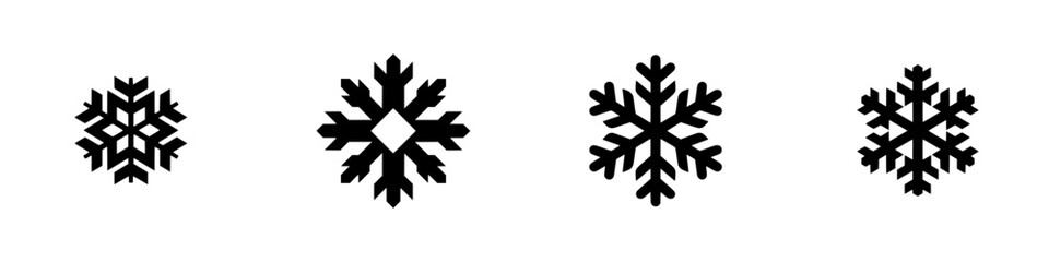 Poster - Various snowflake silhouettes displayed as isolated vector icons for winter-themed design and decoration