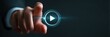 © Mykola - Launch Play Video. Hand Press Play Button Concept for Media Business Success
