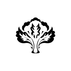 Poster - Silhouette pictogram of a tree-shaped plant with broad leaves in a minimalistic style for design and illustration purposes