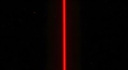 Fototapete - Red Laser Line: A vibrant red laser line pierces through the darkness, showcasing the power of precision and cutting-edge technology. This image embodies futuristic design and scientific advancement.