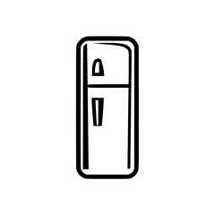 Poster - Simple silhouette pictogram of a refrigerator, a common household appliance used for food storage and preservation
