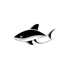 Poster - Silhouette pictogram of a shark representing aquatic life in art and design elements