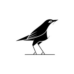 Poster - Silhouette pictogram of a bird standing on the ground with a sleek design showcasing its distinctive features