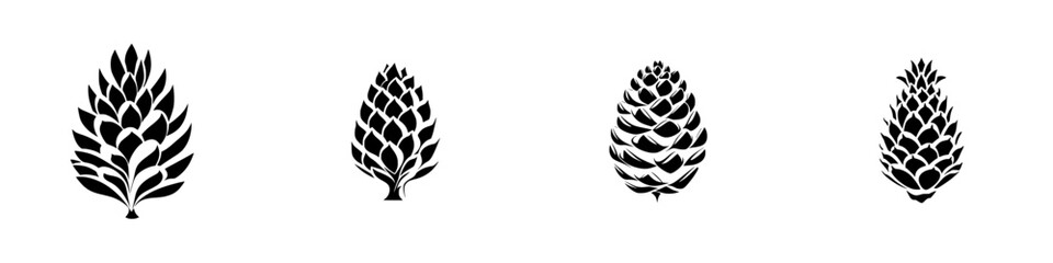 Poster - Silhouette pictograms of various pine cones in a clean and modern design suitable for decoration or educational purposes