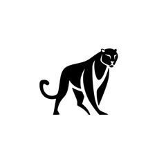 Poster - Silhouette pictogram of a walking big cat designed for various creative and informational purposes