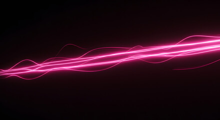 Fototapete - Electric Pink Energy: A vibrant and dynamic streak of electric pink energy dances across a deep, inky black background, illuminating the abstract beauty of raw power.