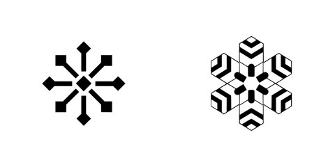 Poster - Silhouette pictogram icons set featuring various snowflake designs for winter themes and seasonal decoration