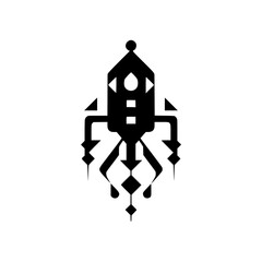 Poster - Silhouette pictogram of an abstract octopus-shaped design with geometric elements