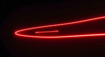 Poster - Luminous Trail of Red Light: A mesmerizing streak of red light dances across the black canvas, drawing the eye with its futuristic glow.