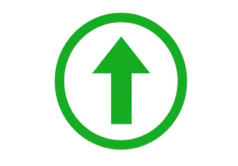 Poster - A green arrow pointing upwards inside a circle symbolizes growth and progression isolated on transparent background