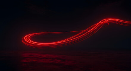 Poster - Red Light Trail: An artistic display of vibrant red light streaks across a dark background. The streaks create a sense of movement, energy, and artistic flair, forming captivating trails of light.