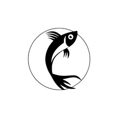 Poster - Silhouette pictogram of a fish symbolizing aquatic life and movement in a minimalist design suitable for various themes