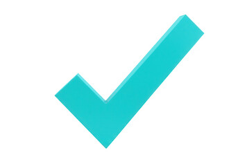 Fototapete - A vibrant turquoise check mark stands out against a clean transparent background, symbolizing approval