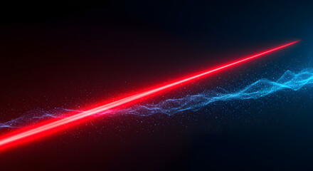 Fototapete - Laser Beam Duel: Intense red and blue laser beams clash, their vibrant energy illuminating a dark expanse, symbolizing technological innovation and futuristic combat.