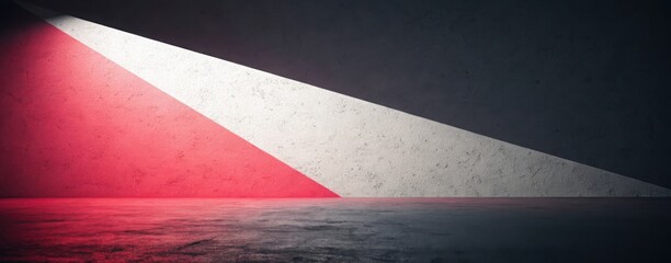 Aufkleber - Abstract interior with red and white light illuminating a concrete wall and reflective floor area