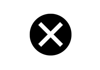 Poster - A black circle with a white cross mark represents cancellation or deletion on a transparent background