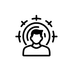 Poster - Silhouette pictogram of a person with concentric circles illustrating focus and attention