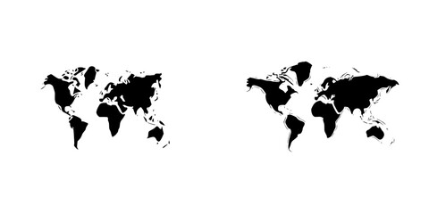 Poster - Silhouette vector icons of world maps showcasing geographical outlines with no details illustrating global representation