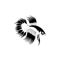 Poster - Silhouette pictogram of a decorative fish with flowing fins designed for creative projects and graphic applications