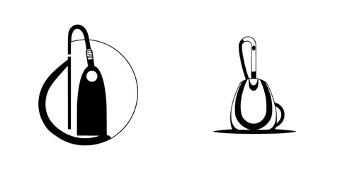Poster - Vector icons of silhouettes representing vacuum cleaners and cleaning supplies suitable for diverse design projects