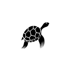 Poster - Silhouette pictogram of a turtle swimming gracefully in water with a simplistic and modern design for icons and illustrations