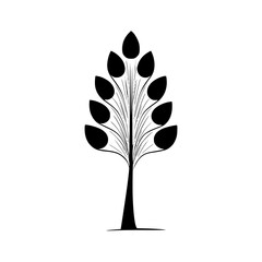 Poster - Silhouette pictogram tree design with stylized leaves, ideal for nature-themed projects and digital illustrations