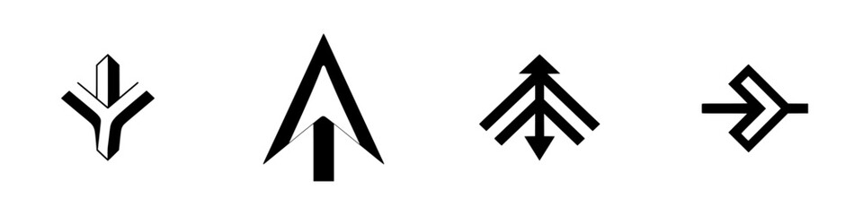 Poster - Various silhouette pictograms showcasing diverse arrow designs for versatile applications in modern graphic communication