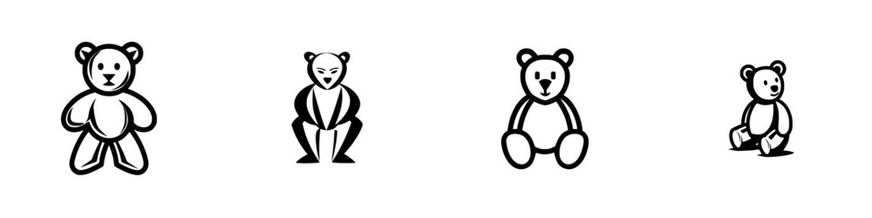Poster - Unique collection of silhouette pictograms featuring bear designs for various creative uses and graphic applications