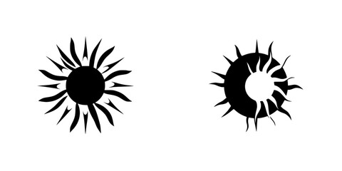 Poster - Silhouette pictograms of sun designs showcasing various patterns without brands or articles