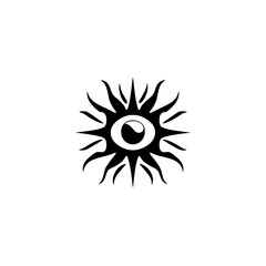 Poster - Unique silhouette pictogram featuring an eye within a sunburst design, perfect for creative and artistic projects