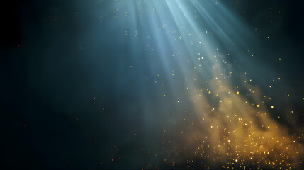 Poster - Mystic Light Beams: Golden dust motes dance in ethereal light beams, creating a mystical and atmospheric scene.