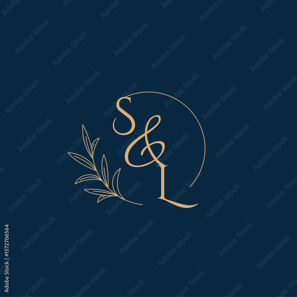 SL Initial Wedding Monogram Logo with Minimalistic Style Stock Vector ...