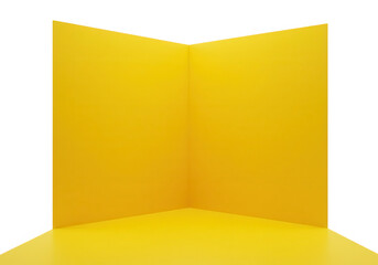 Poster - A vibrant yellow corner creates a simple and clean background for product display or presentation isolated on transparent background
