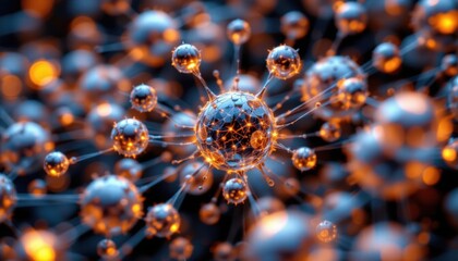 Poster - Intricate molecular structure with glowing spheres