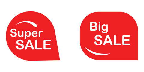 Fototapete - Super sale and big sale icon set. Flat style premium quality special offer discount, vector silhouette symbol. Simple sale product red symbol icon isolated on white background.