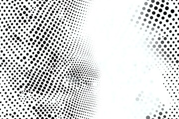 Poster - Abstract monochrome halftone pattern with gradient dots creating dynamic wave effect on white background, suitable for modern graphic design and digital art projects.
